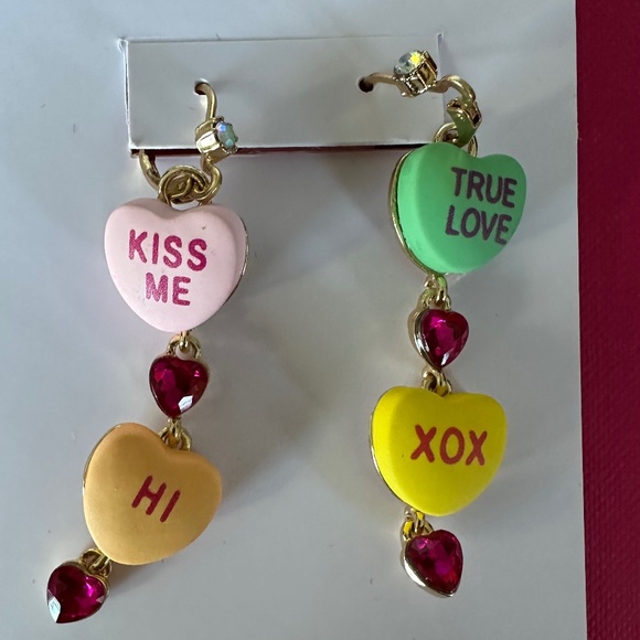 Betsey Johnson Candy Heart Earrings - Picture 2 of 4